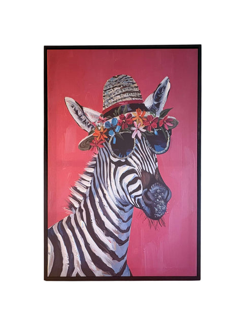 Zebra Pop Art – Pink gerahmt