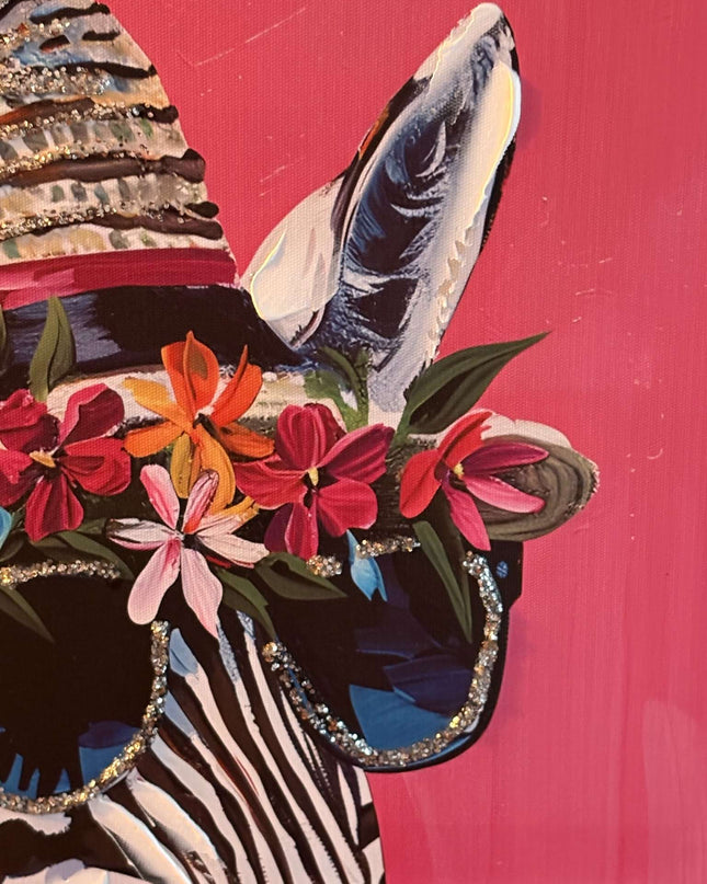 Zebra Pop Art – Pink gerahmt